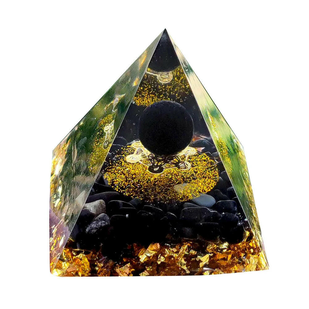 Natural Tiger Eye Orgonite Pyramid Crystals Energy Reiki Lucky Wealth Stone Crafts 