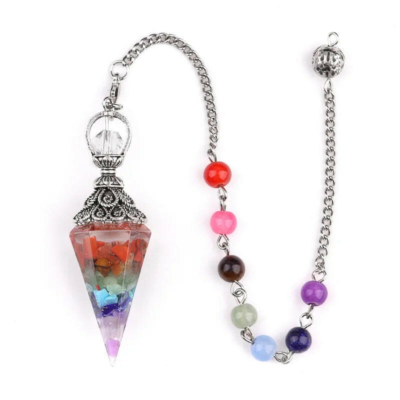 Natural Healing Crystals Kit 7 Chakra Tumbled Stones Resin Pendulum Braided Rope Amethyst Orgone Pyramid Yoga Card Set with Box