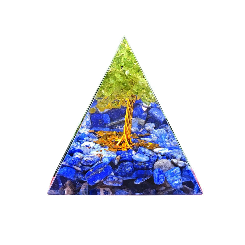 Natural Crystal Energy Orgonite Pyramid – Handmade EMF Protection & Healing Tool