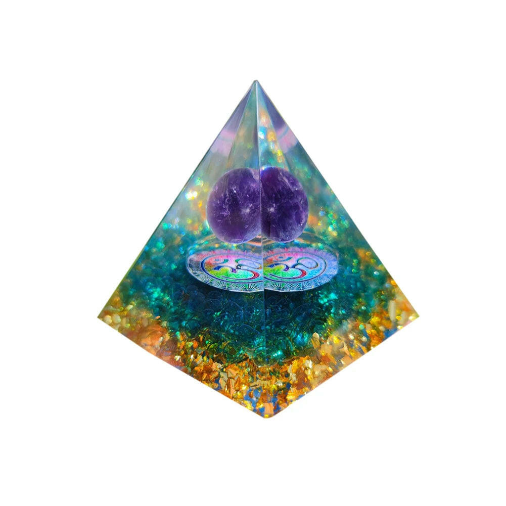 Natural Crystal Energy Orgonite Pyramid – Handmade EMF Protection & Healing Tool