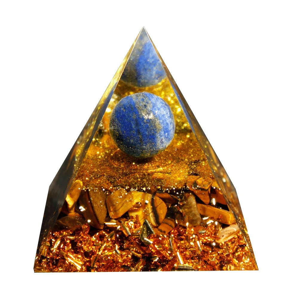 Natural Tiger Eye Orgonite Pyramid Crystals Energy Reiki Lucky Wealth Stone Crafts 