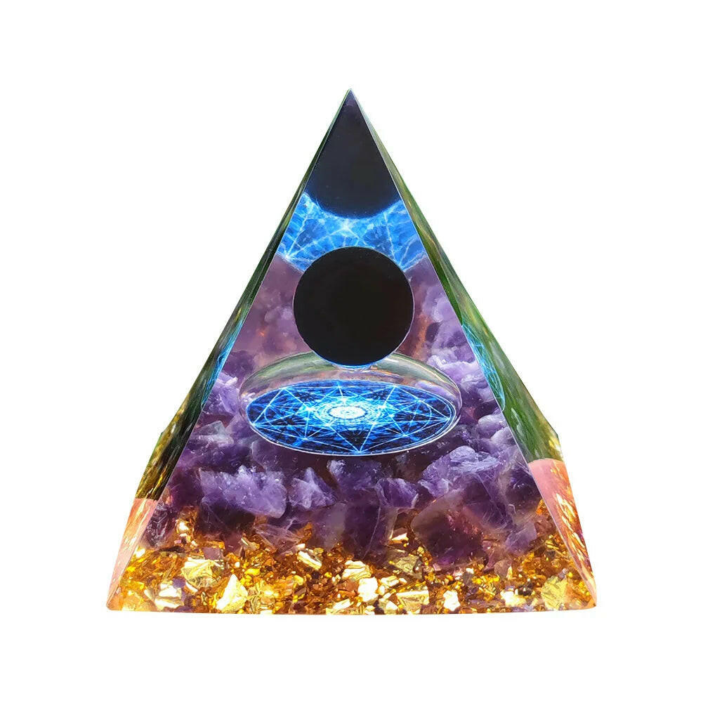 Natural Tiger Eye Orgonite Pyramid Crystals Energy Reiki Lucky Wealth Stone Crafts 