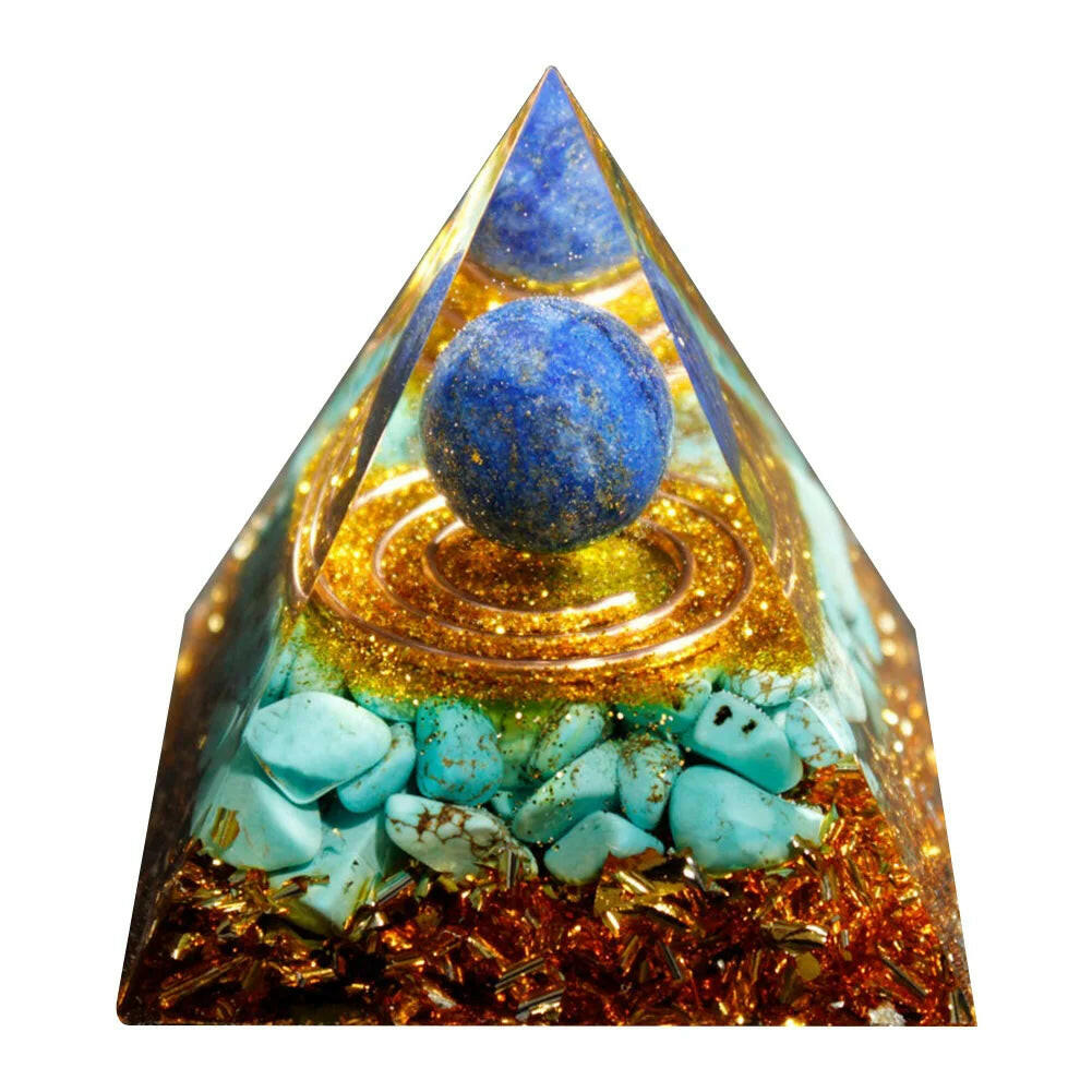 Natural Crystal Energy Orgonite Pyramid – Handmade EMF Protection & Healing Tool