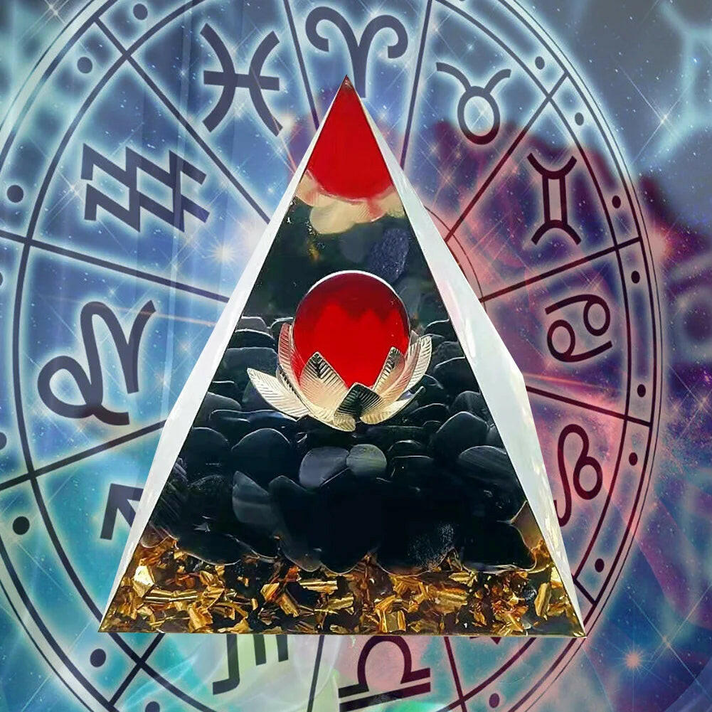 Natural Crystal Energy Orgonite Pyramid – Handmade EMF Protection & Healing Tool