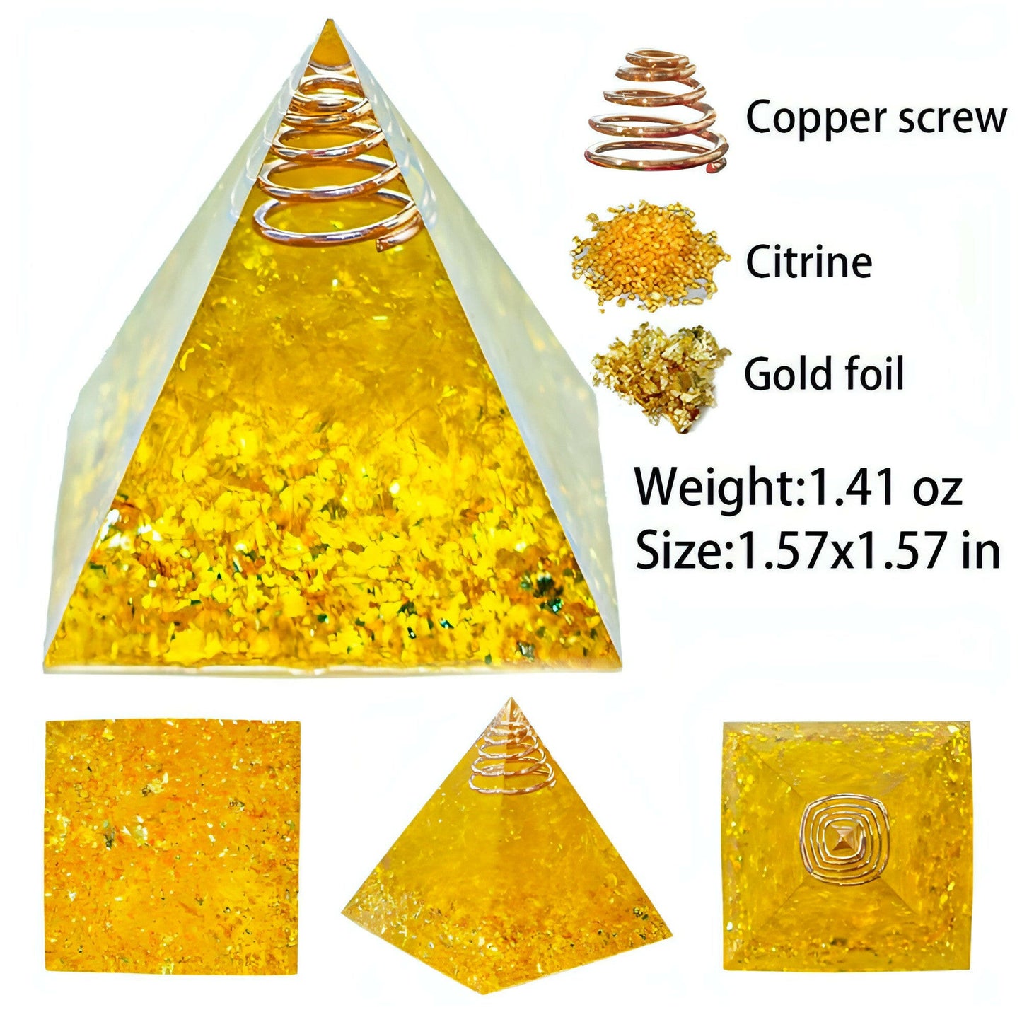 1.57Inch Natural Crystal Pyramid Energy Quartz Amethyst Reiki Healing Crystal Chakra Resin Pyramid Meditation Tool Home Decor