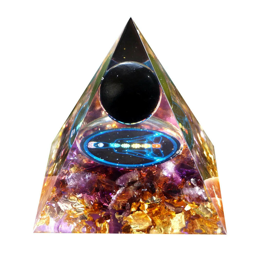 Natural Crystal Energy Orgonite Pyramid – Handmade EMF Protection & Healing Tool