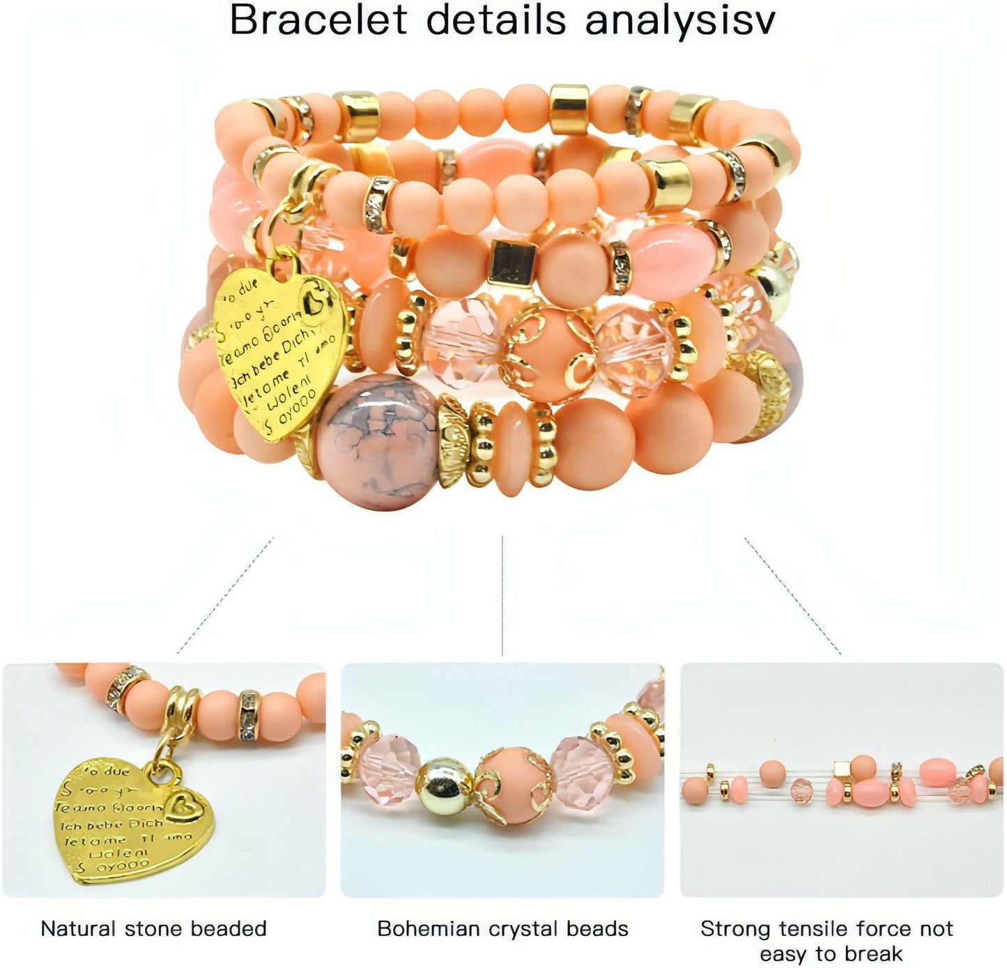 Bohemian Bracelet Sets for Women - 6 Sets Stackable Stretch Bracelets Multi-Color Boho Jewelry for Women Hippie Bracelets Dainty Jewelry